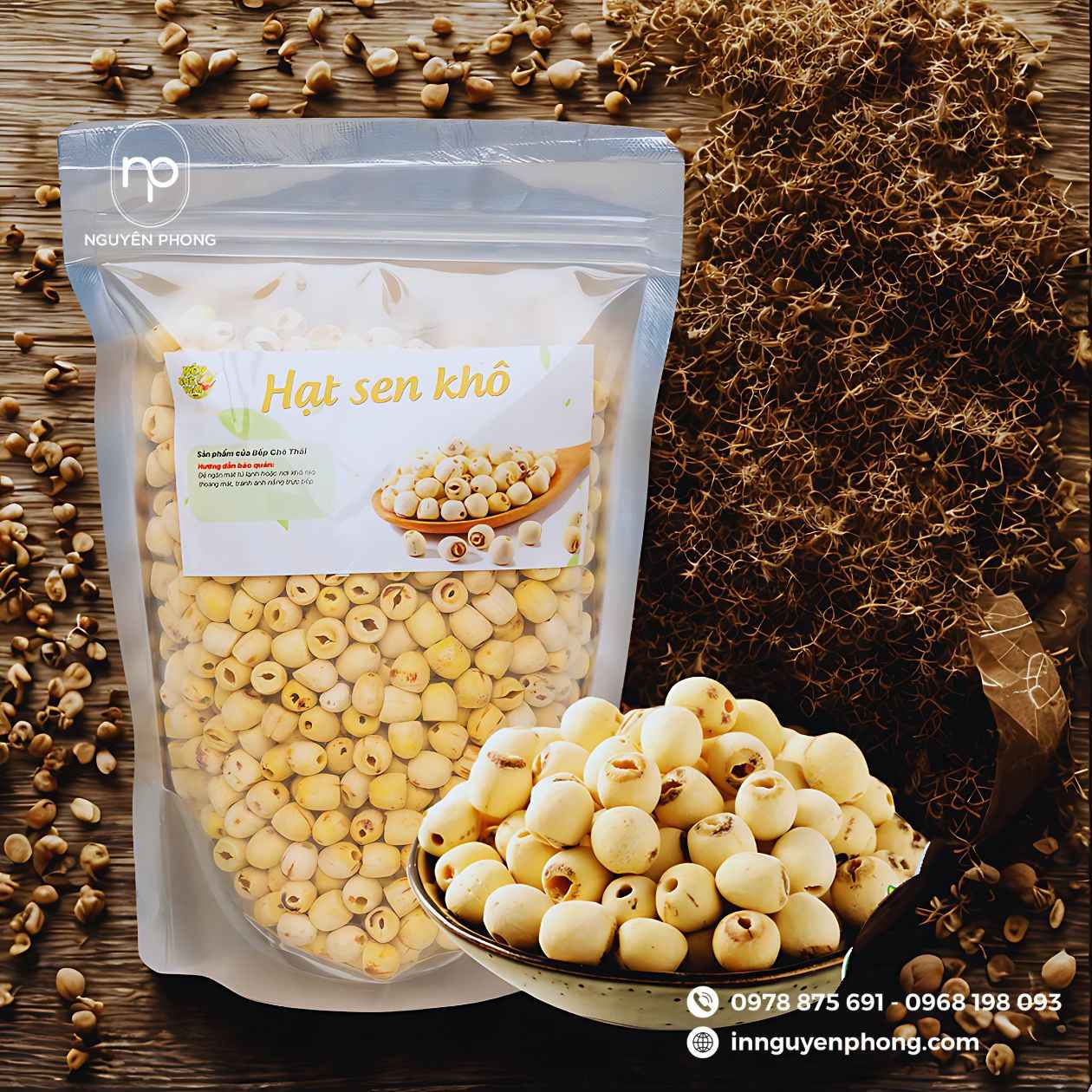 Mẫu tem dán hạt sen sấy